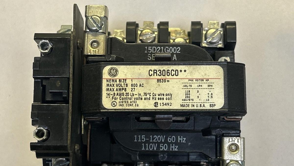 Used GENERAL ELECTRIC,CR306C0,MOTOR STARTER SIZE 1 27A 600V