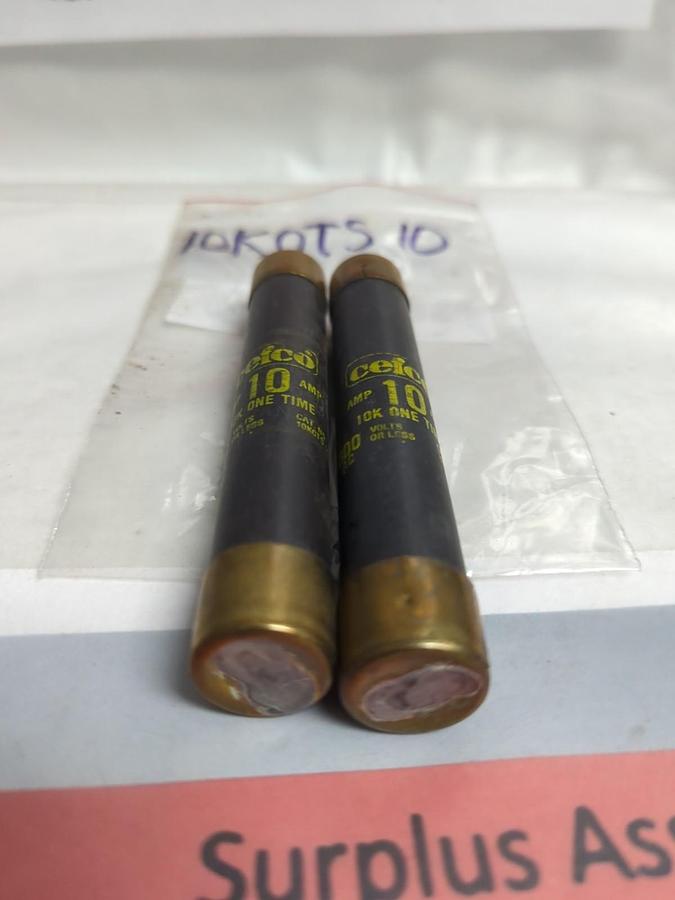 Used CEFCO,10K0TS10,ONE-TIME 10 AMP FUSE LOT OF 2 PRE-OWNED
