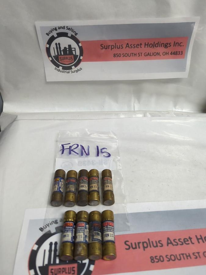 Used COOPER BUSSMANN,FRN-15,FUSETRON 15 AMP FUSE LOT OF 9 PRE-OWNED