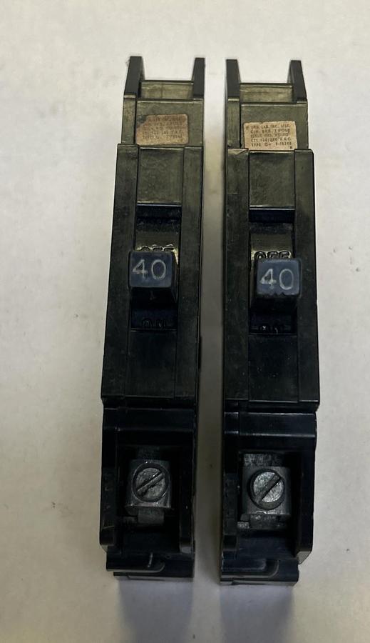 Used ZINSCO,Q140,CIRCUIT BREAKER 40A 120/240V 1P LOT OF 2