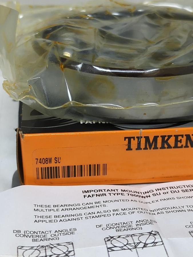 TIMKEN,7408W SU,ANGULAR CONTACT BEARING 40MM BORE NOS