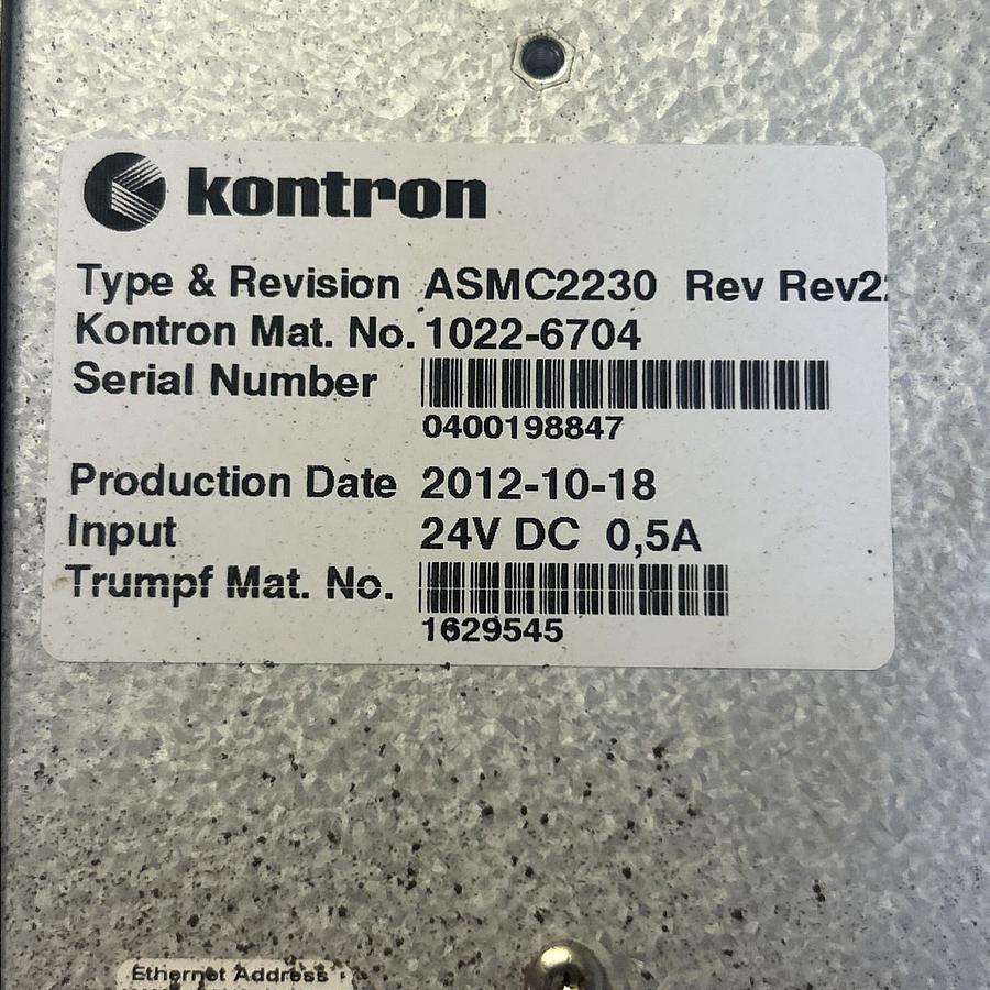 Used KONTRON,ASMC2230,LASER CONTROL 0.5 AMP 24 VDC