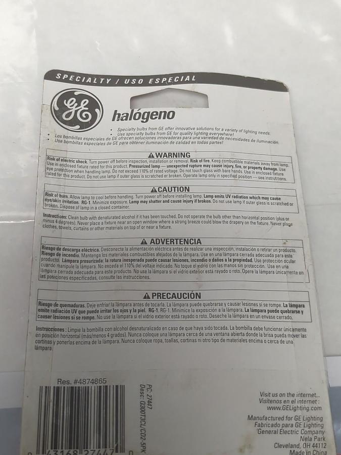 GE,27447,HALOGEN 300 TYPE T BULB PACK OF 2 NOS