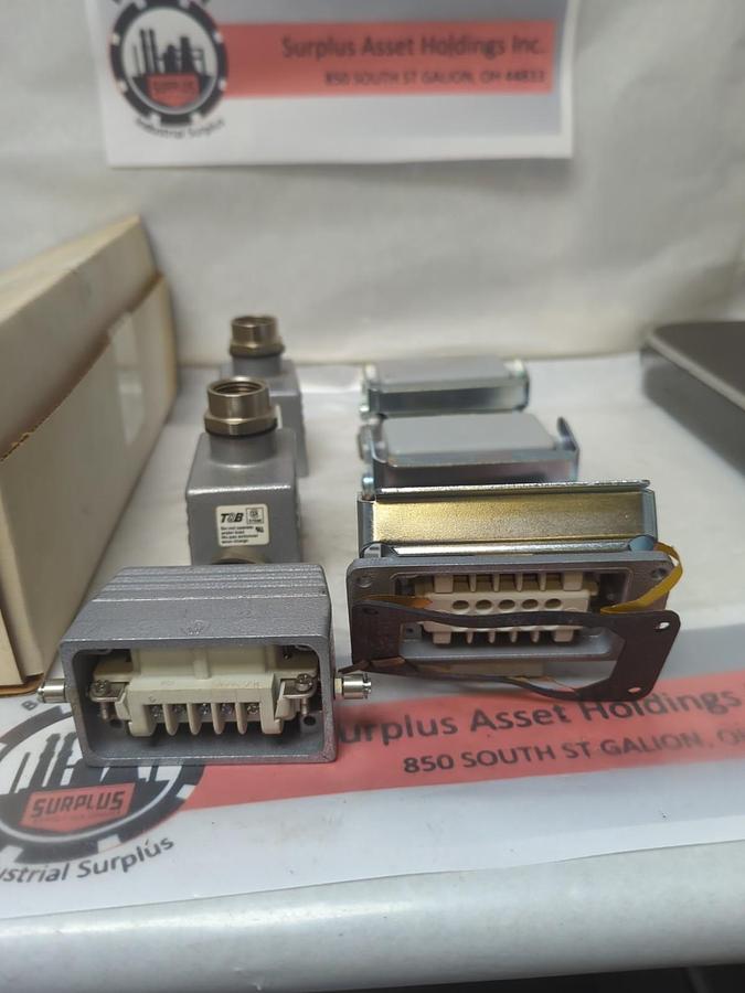 Used T&B,5796,PANEL MOUNT BASE & RECEPTICAL W/ INSERTS LOT OF 3 COMPLETE SETS W/SEALS