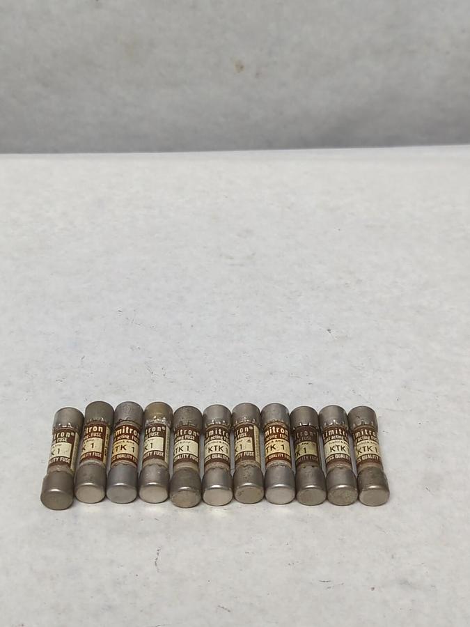 COOPER BUSSMANN,KTK1,FAST ACTING 1 AMP FUSE LOT OF 11 NOS