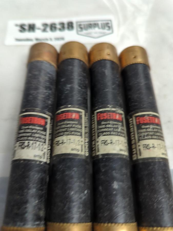 Used COOPER BUSSMANN,FRS-R-17-1/2,FUSETRON 17-1/2 AMP FUSE LOT OF 4 PRE-OWNED