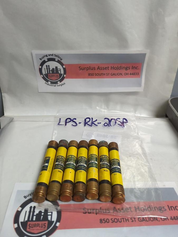 Used COOPER BUSSMANN,LPS-RK-20SP,LOW-PEAK 20 AMP FUSE LOT OF 7 PRE-OWNED