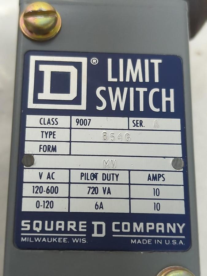 SQUARE D,9007-B54G,LIMIT SWITCH 600V SERIES A NOS