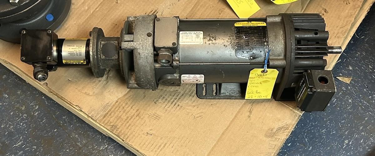 Used BALDOR,CDP3455,DC MOTOR 1HP 1750RPM W/ BTG1000 TACHOMETER 50V 1000RPM