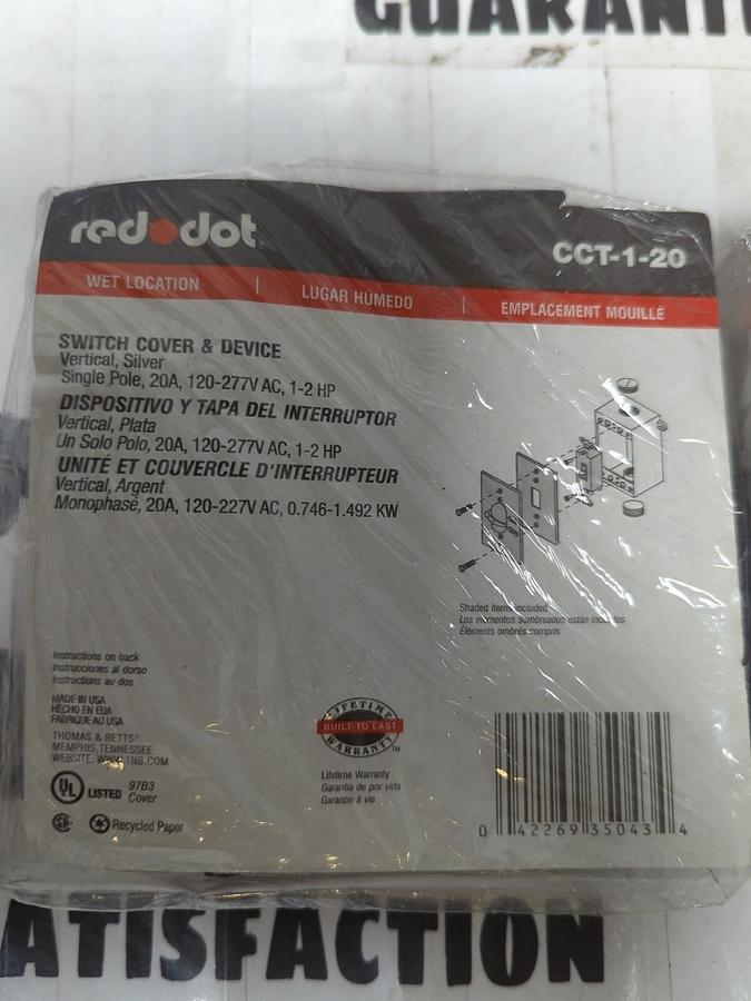 Used RED DOT,CCT-1-20,WEATHERPROOF (WET LOCATION) SWITCH COVER AND DEVICE LOT OF 2..