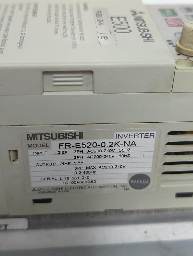 Used MITSUBISHI,FR-E520-0.2K-NA,INVERTER PRE-OWNED