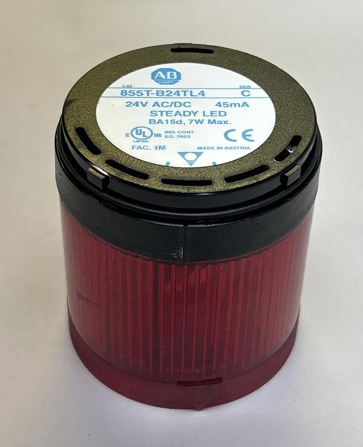ALLEN BRADLEY,855T-B24TL4,RED STEADY LED STACK LIGHT NOS