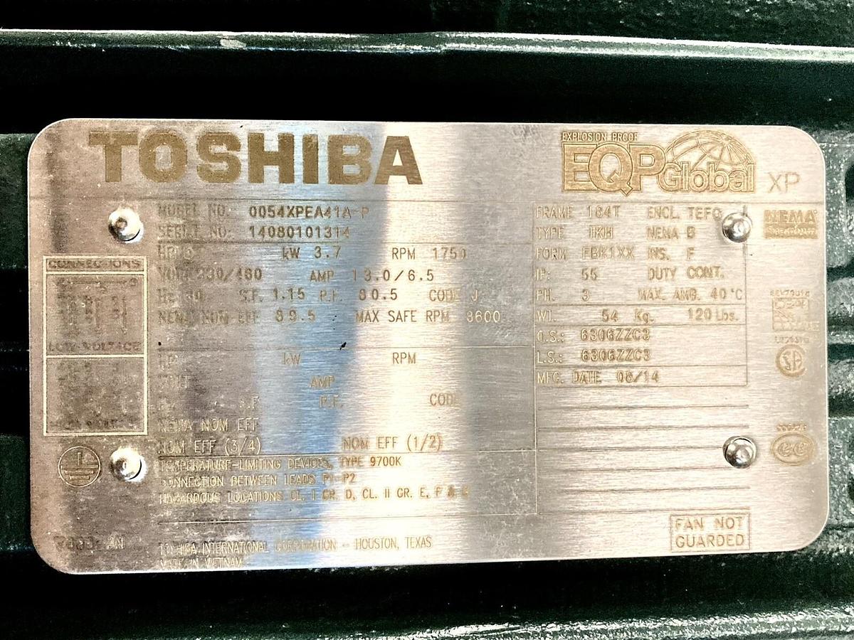 Toshiba,0054XPEA41A-P,5HP Motor  1750 RPM  230/460 Volts Frame 184T
