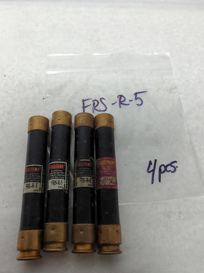 Used COOPER BUSSMANN,FRS-R-5,FUSETRON 5 AMP FUSE LOT OF 4 PRE-OWNED