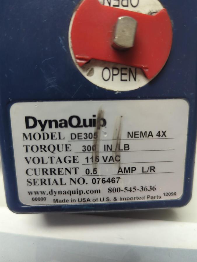 Used DYNAQUIP,DE305,ELECTRIC ACTUATOR 115VAC 0.5 AMP L/R PRE-OWNED