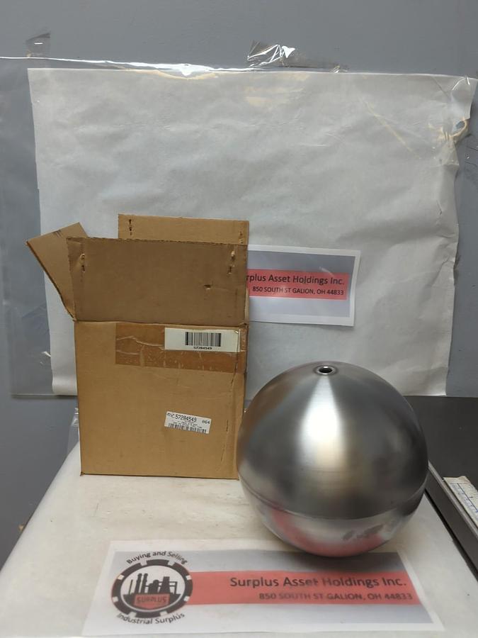 MSC,57284549 RT70437,ROUND FLOAT BALL 304SS 7 IN 20GA 3/8 IN ROD THRU TUBE NOS