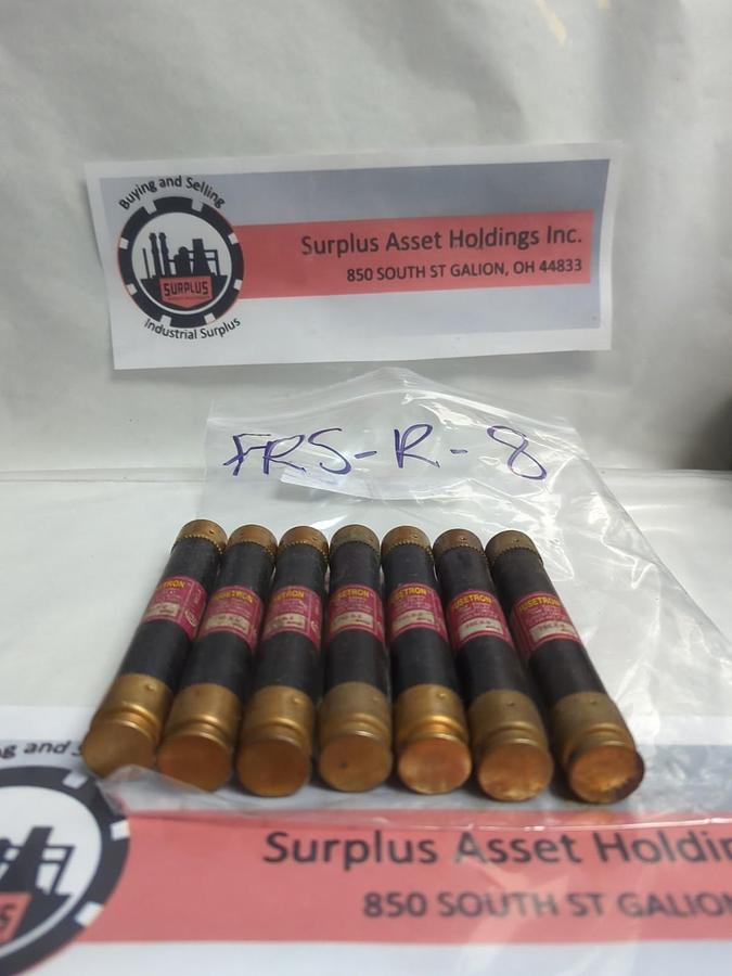 Used COOPER BUSSMANN,FRS-R-8,FUSETRON 8 AMP FUSE LOT OF 7 PRE-OWNED