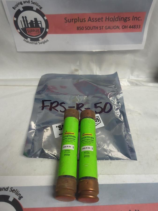 Used COOPER BUSSMANN,FRS-R-50,FUSETRON 50 AMP FUSE LOT OF 2 PRE-OWNED