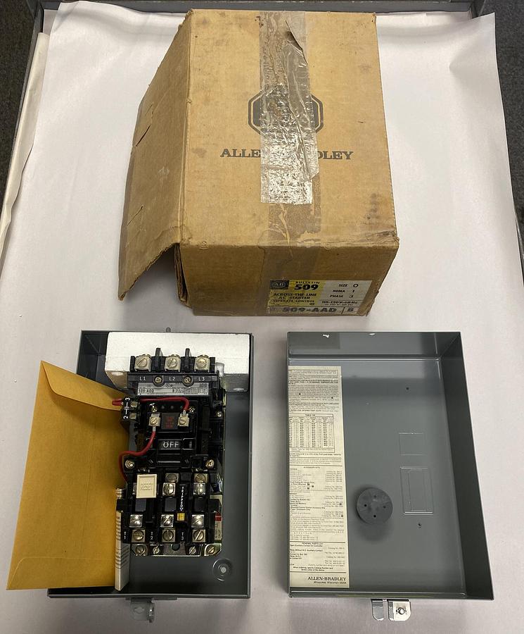 ALLEN BRADLEY,509-AAD,SER B SIZE 0 FULL VOLTAGE NON-REVERSING STARTER NOS