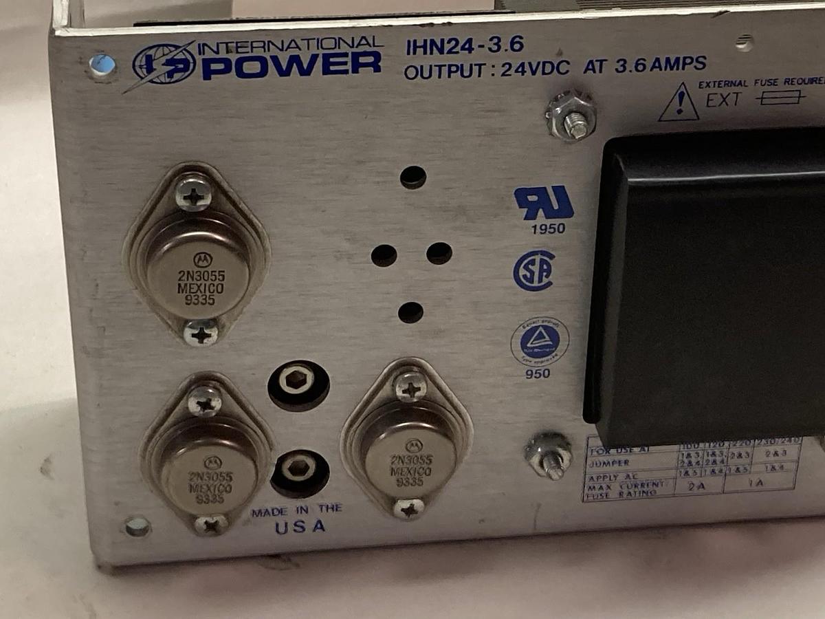 Used International Power,IHN24-3.6,Linear Power Supply 24VDC 3.6A
