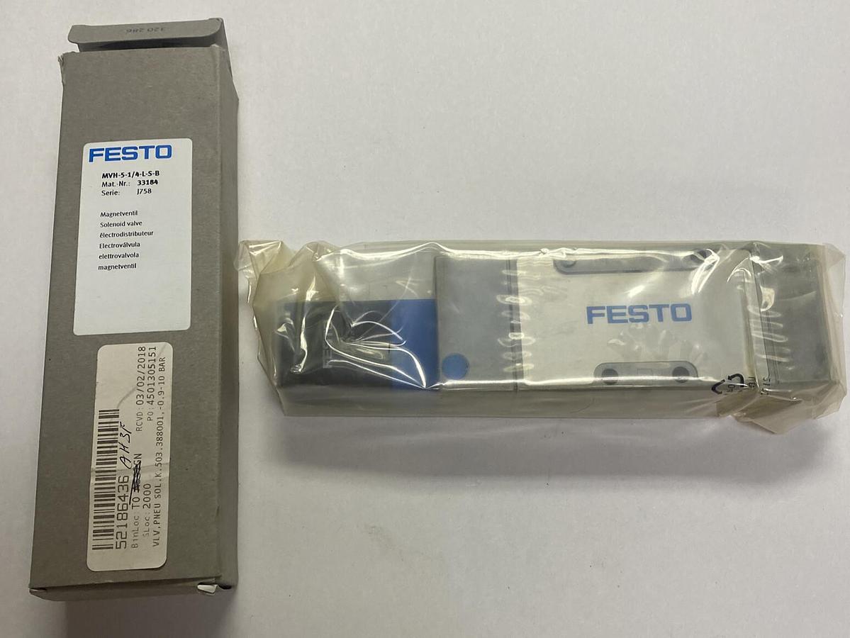 Used FESTO,MVH-5-1/4-L-S-B,SOLENOID VALVE NEW