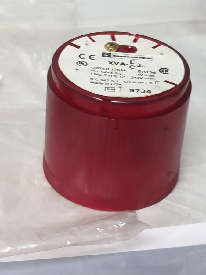 Used TELEMECANIQUE,XVA-LC3,REDSTACK LIGHT 7W 240V NO LAMP LOT OF 2 PRE-OWNED