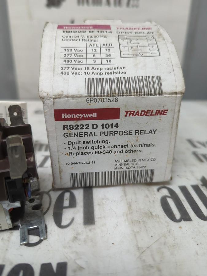 HONEYWELL,R8222 D 1014 DPDT,RELAY 24V 50/60HZ NOS