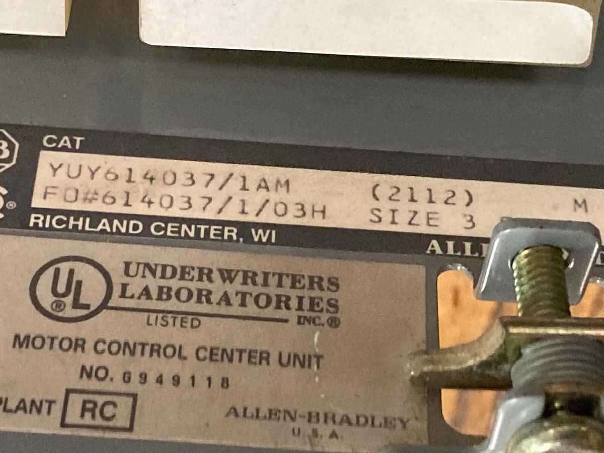 Used Allen-Bradley,2100 2112B,Size 3 Fused MCC 32 INCH Starter Feeder Bucket