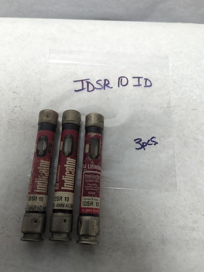 Used LITTELFUSE,IDSR10 ID,INSICATOR 10 AMP FUSE LOT OF 3 PRE-OWNED