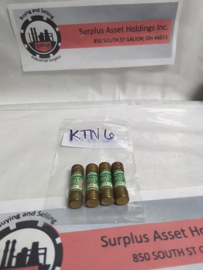 Used COOPER BUSSMANN,KTN-6,LIMITRON 6 AMP FUSE LOT OF 4 PRE-OWNED