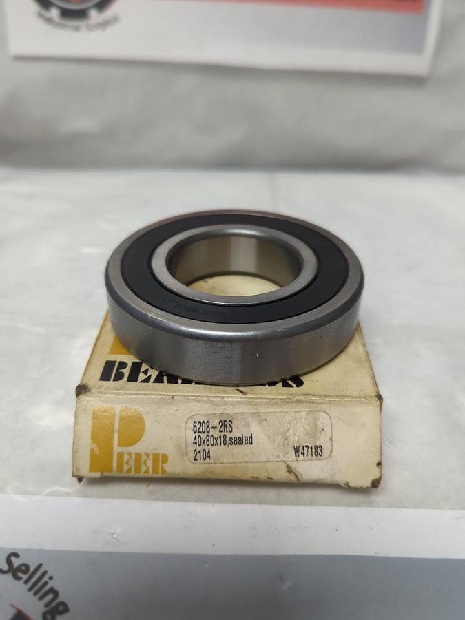 PEER,6208-2RS,DEEP GROOVE BALL BEARING NOS
