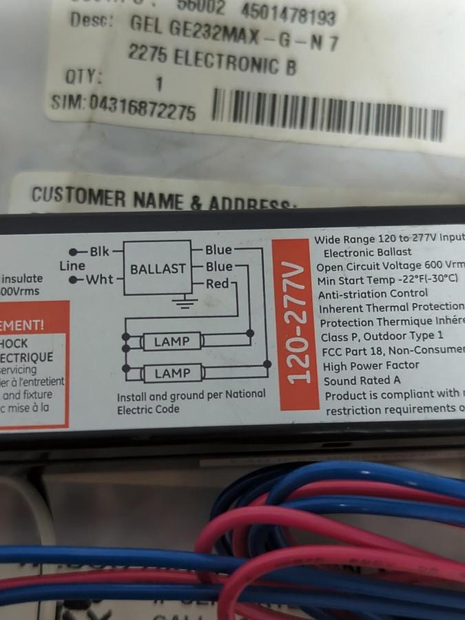GENERAL ELECTRIC,GE232MAX-G-N  T8-2N,ELECTRONIC BALLAST NOS