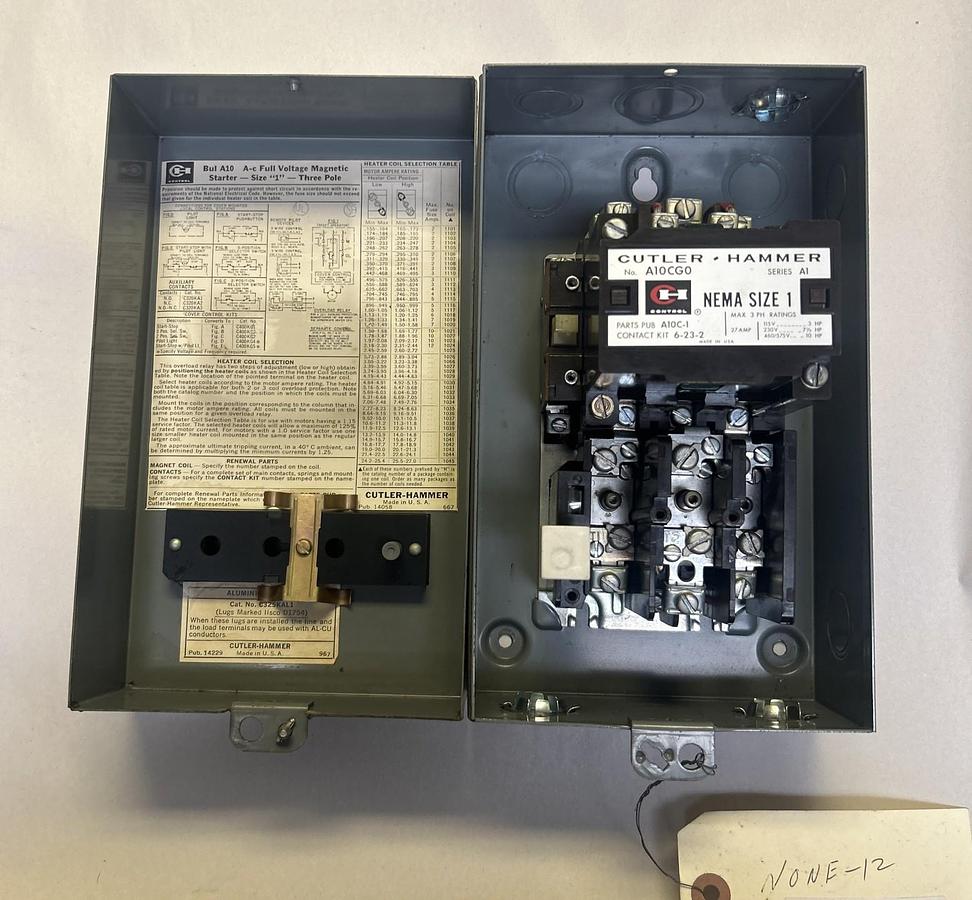 Used CUTLER-HAMMER,325KAL1,MOTOR STARTER SIZE 1 W/ ENCLOSURE