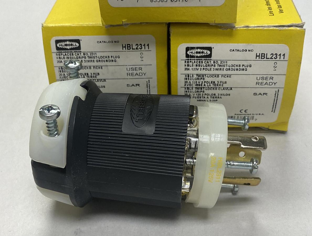 HUBBELL,HBL2311,TWIST LOCK PLUG LOT OF 3 NEW