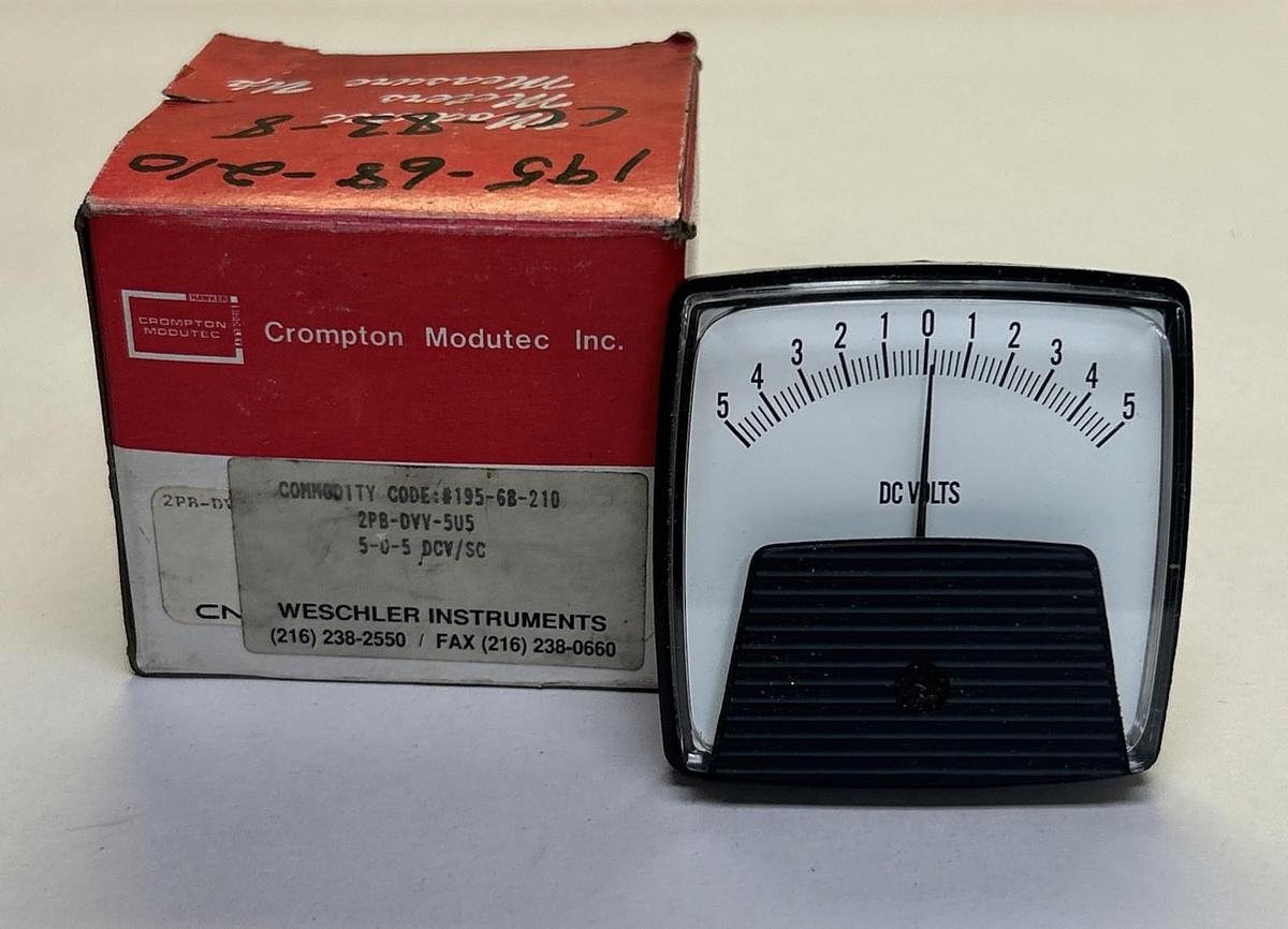 WESCHLER INSTRUMENTS,2PB-DVV-5V5,PANEL METER 5-5DC VOLTS NOS