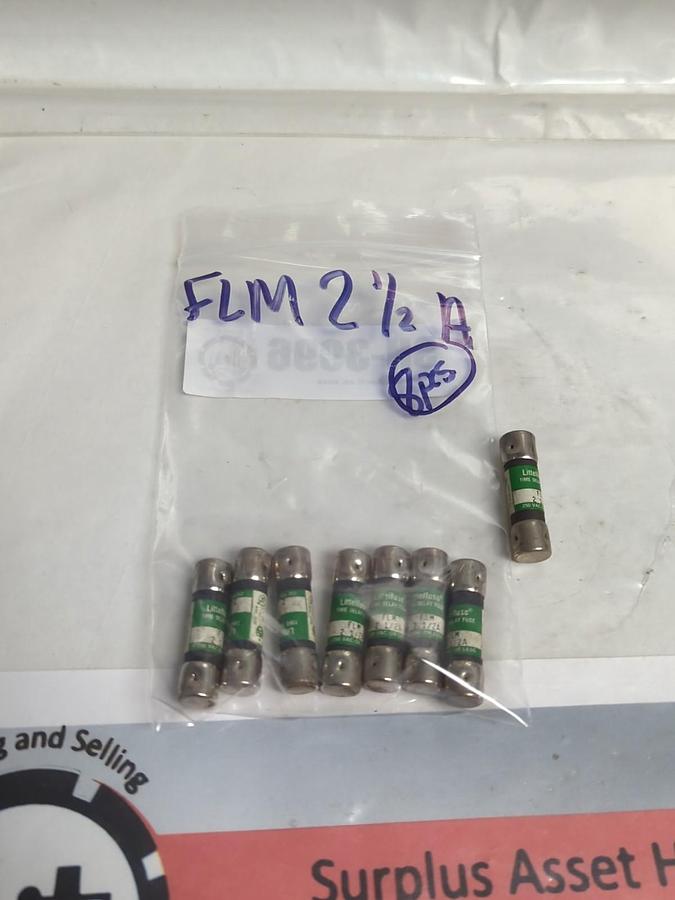 Used LITTELFUSE,FLM2-1/2,TIME-DELAY 2-1/2 AMP FUSE LOT OF 8 PRE-OWNED