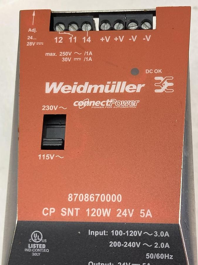 Used Weidmuller,8708670000,ConnectPower Supply 120W 24V 5A