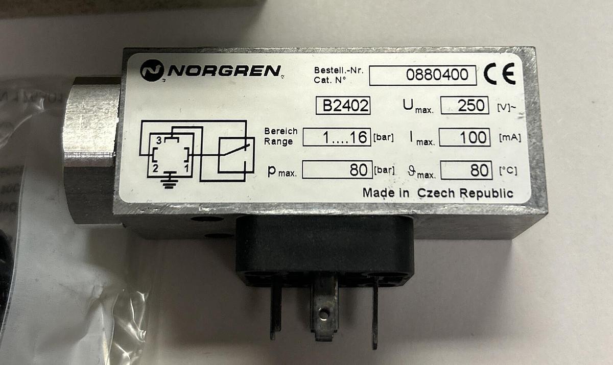 Used NORGREN,0880400,PNEUMATIC PRESSURE SWITCH NEW