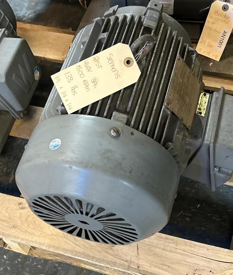 Used SIEMENS,215T,AC MOTOR 3HP 1800RPM 230/460V 3PH 215T FRAME