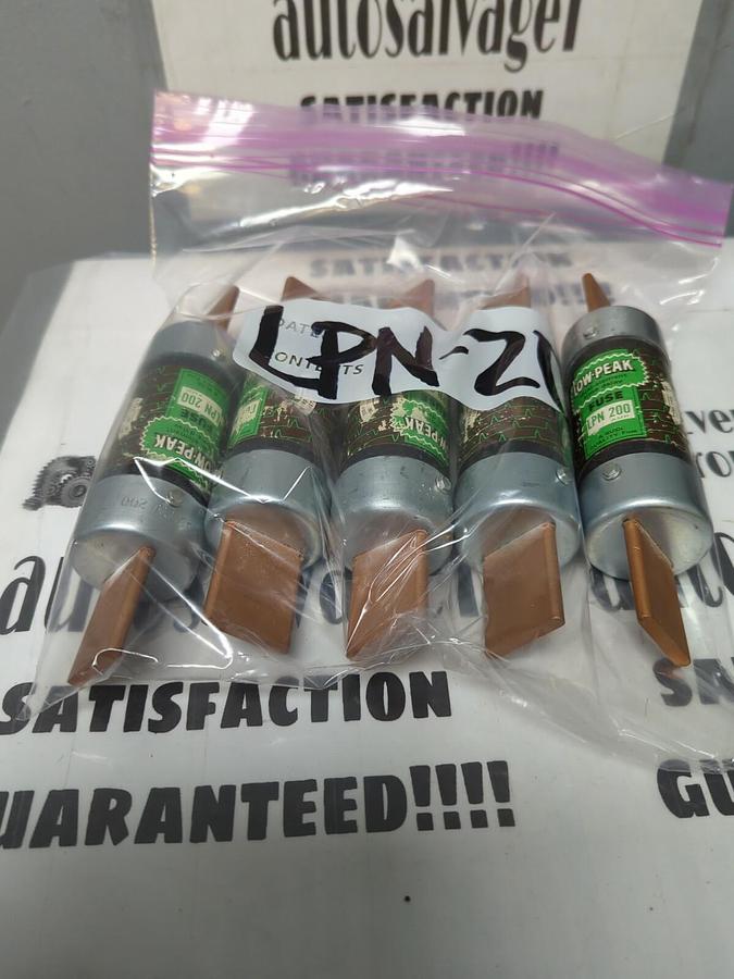 BUSS,LPN-200,LOW PEAK CLASS K5 FUSE 200 AMP LOT OF 5 NOS