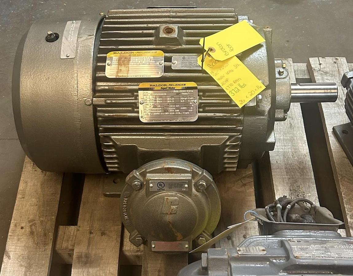 Used BALDOR,X256T,SUPER-E MOTOR 20HP 460V 1770RPM 3PH X256T FRAME BROKEN FOOT