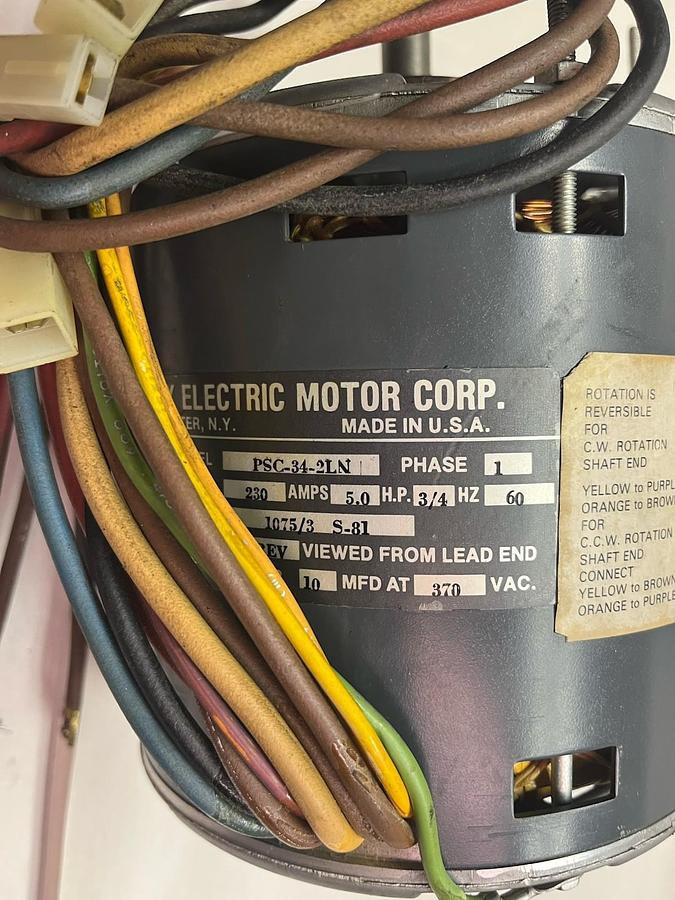 Used AJAX,PSC-34-2LN,SINGLE PHASE BLOWER MOTOR 3/4HP 230V 1PH