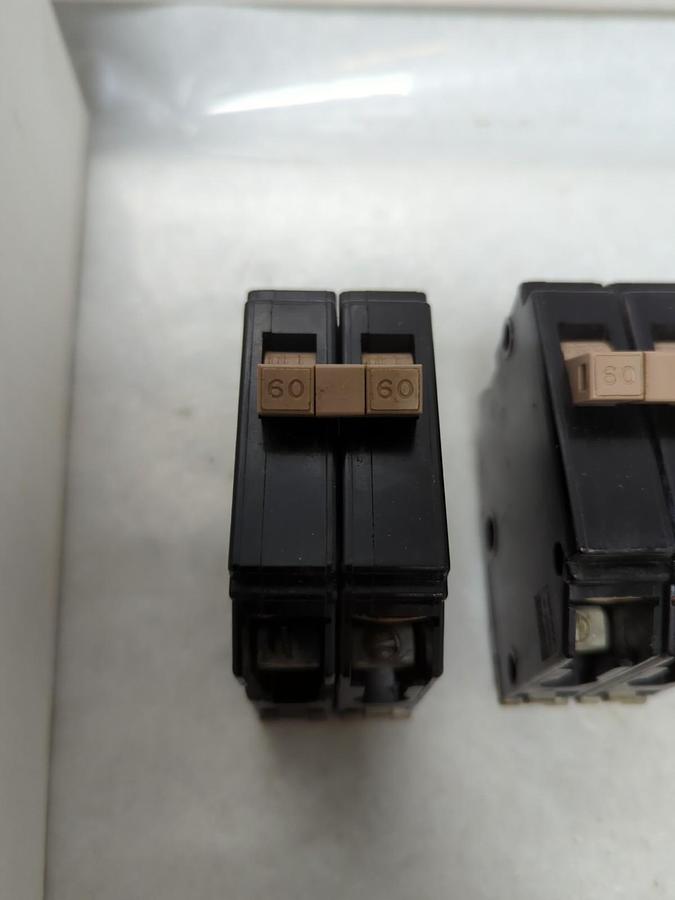 Used CUTLER-HAMMER,CH260,CIRCUIT BREAKER 60 AMP 2-POLE LOT OF 3 PRE-OWNED