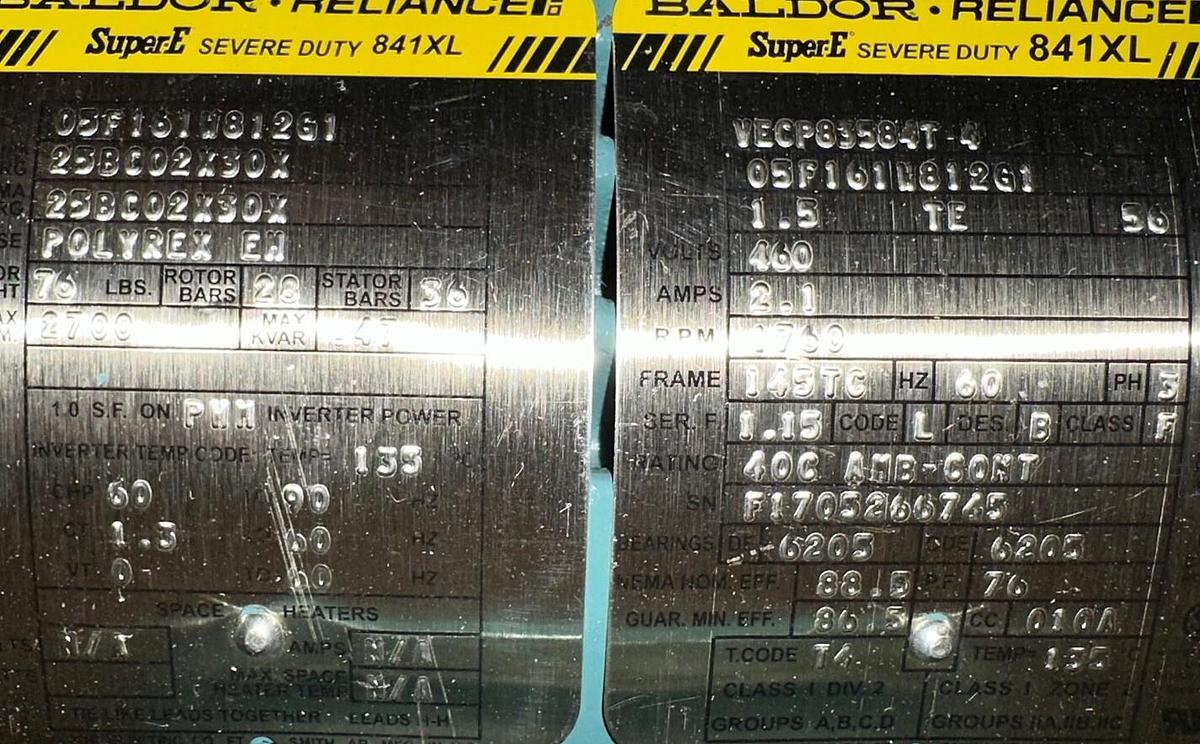 Baldor,VECP83584T-4,Motor 1.5HP 1760RPM Frame-145TC 460V 3PH