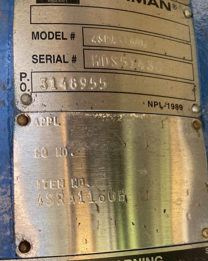 Weir Warman,4SRA1160B,Vertical Sump Pump