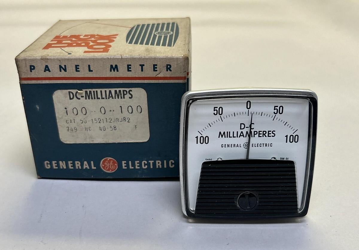 Used GENERAL ELECTRIC,50-152112JRJR2,PANEL METER 100-100 DC MILLIAMPERES NEW