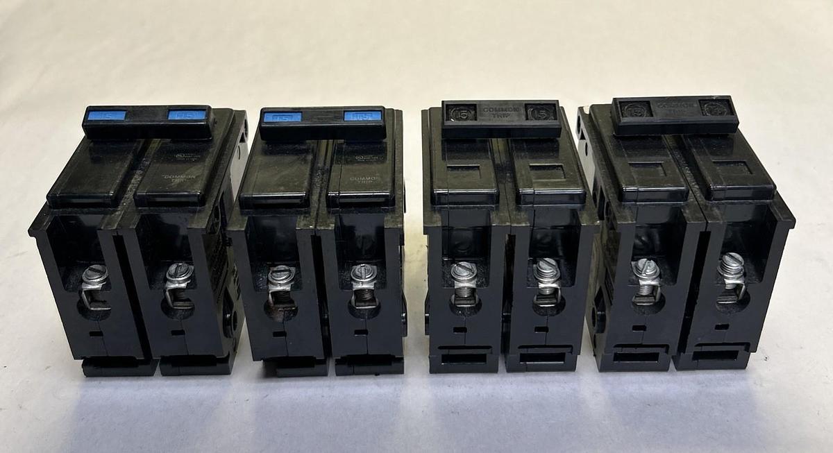 Used GENERAL SWITCH,GA215,CIRCUIT BREAKER 15A 120/240V 2P LOT OF 4