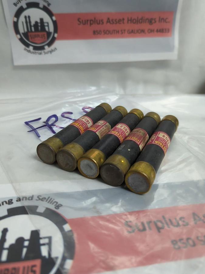 Used COOPER BUSSMANN,FRS-8,FUSETRON 8 AMP FUSE LOT OF 5 PRE-OWNED