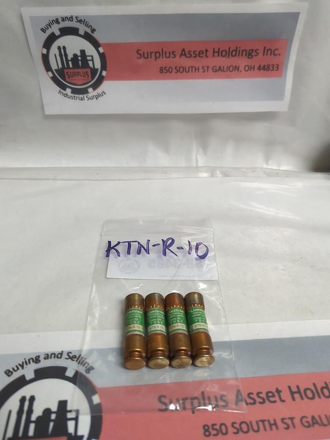Used COOPER BUSSMANN,KTN-R-10,LIMITRON 10 AMP FUSE LOT OF 4 PRE-OWNED