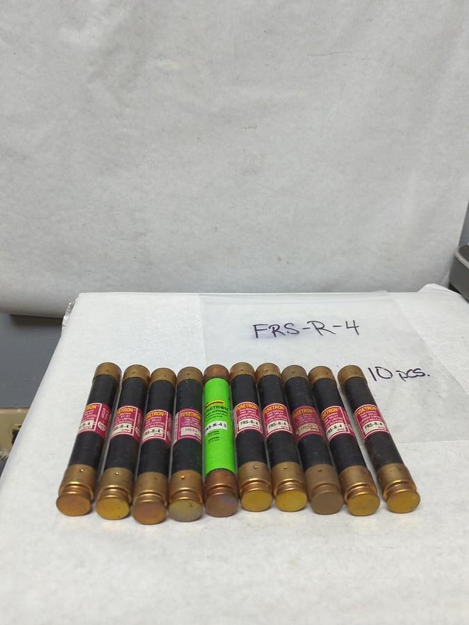 Used COOPER BUSSMANN,FRS-R-4,FUSETRON 4 AMP FUSE LOT OF 10 PRE-OWNED
